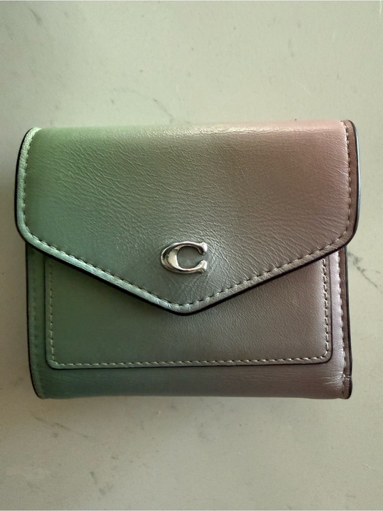 Coach Handbags - Coach Ombre green to pink Small Trifold Wallet